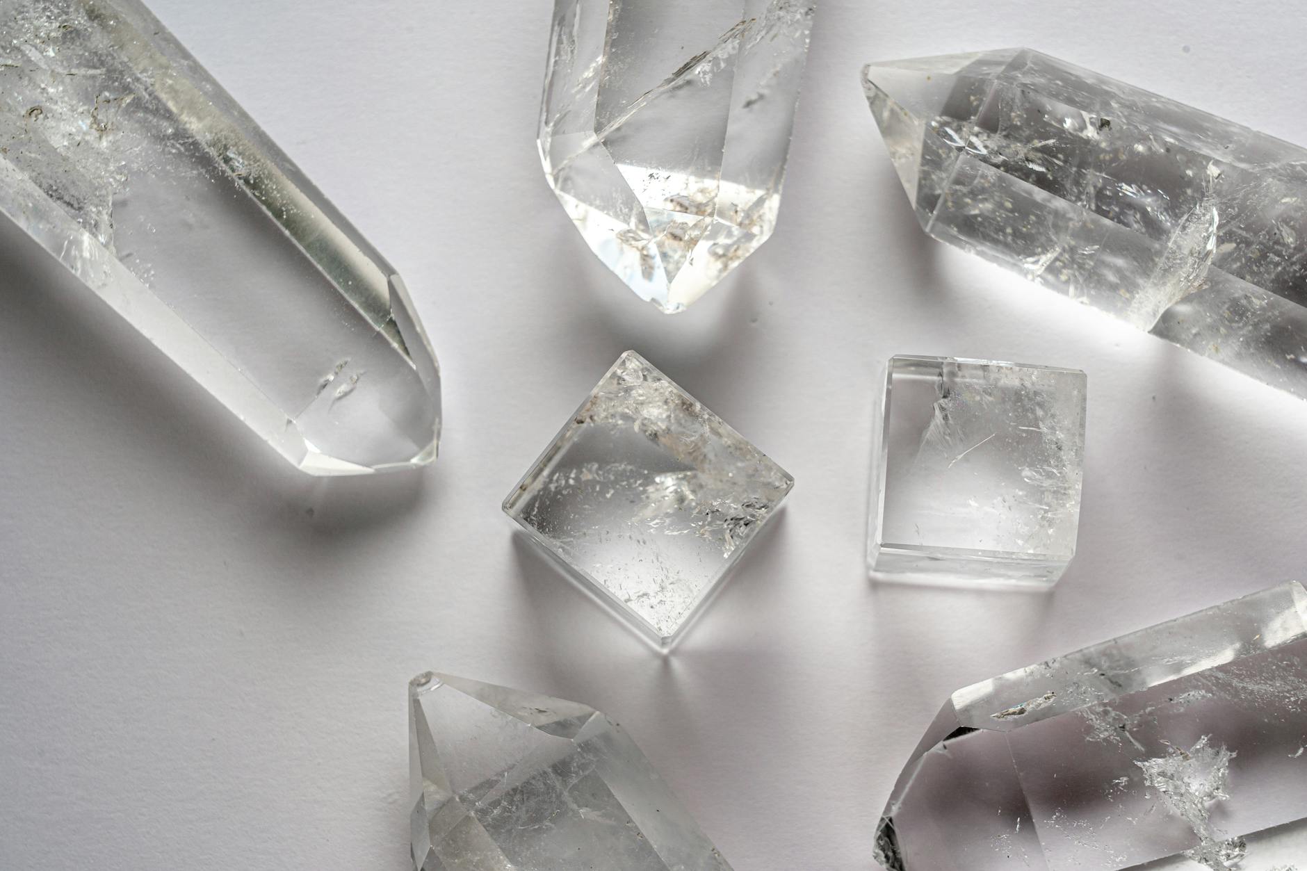 close up photo of clear quartz crystals